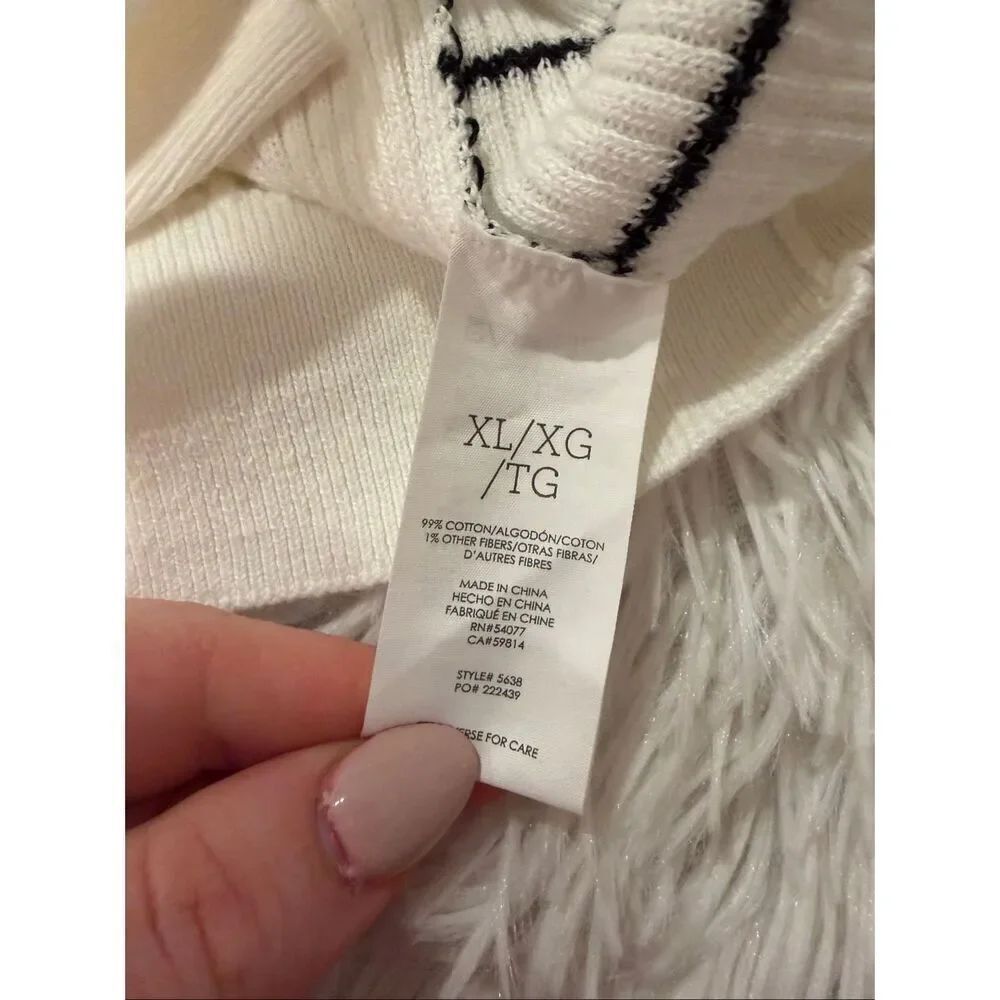 CAbi Grab the Dashes Cardigan Sweater in Black White XL 5638 - Picture 6 of 7